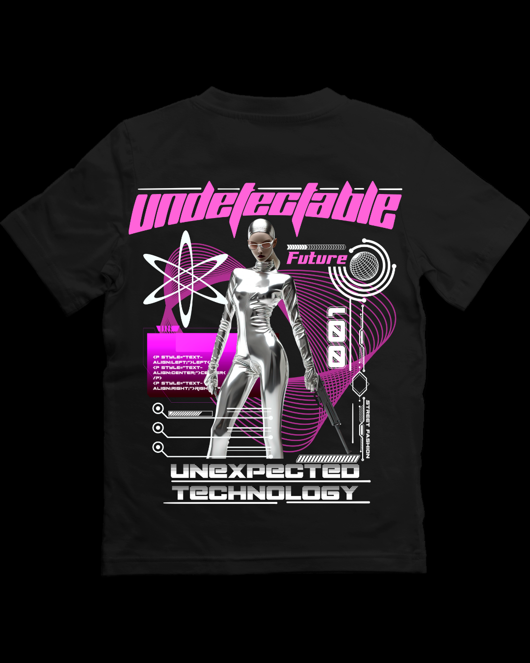 Futuristic Undetectable Tshirt, 180 gsm black colour - THE CLOTHING STYLE