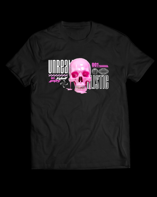 Skull graphic Unrealistic Tshirt, 180 gsm black colour - THE CLOTHING STYLE