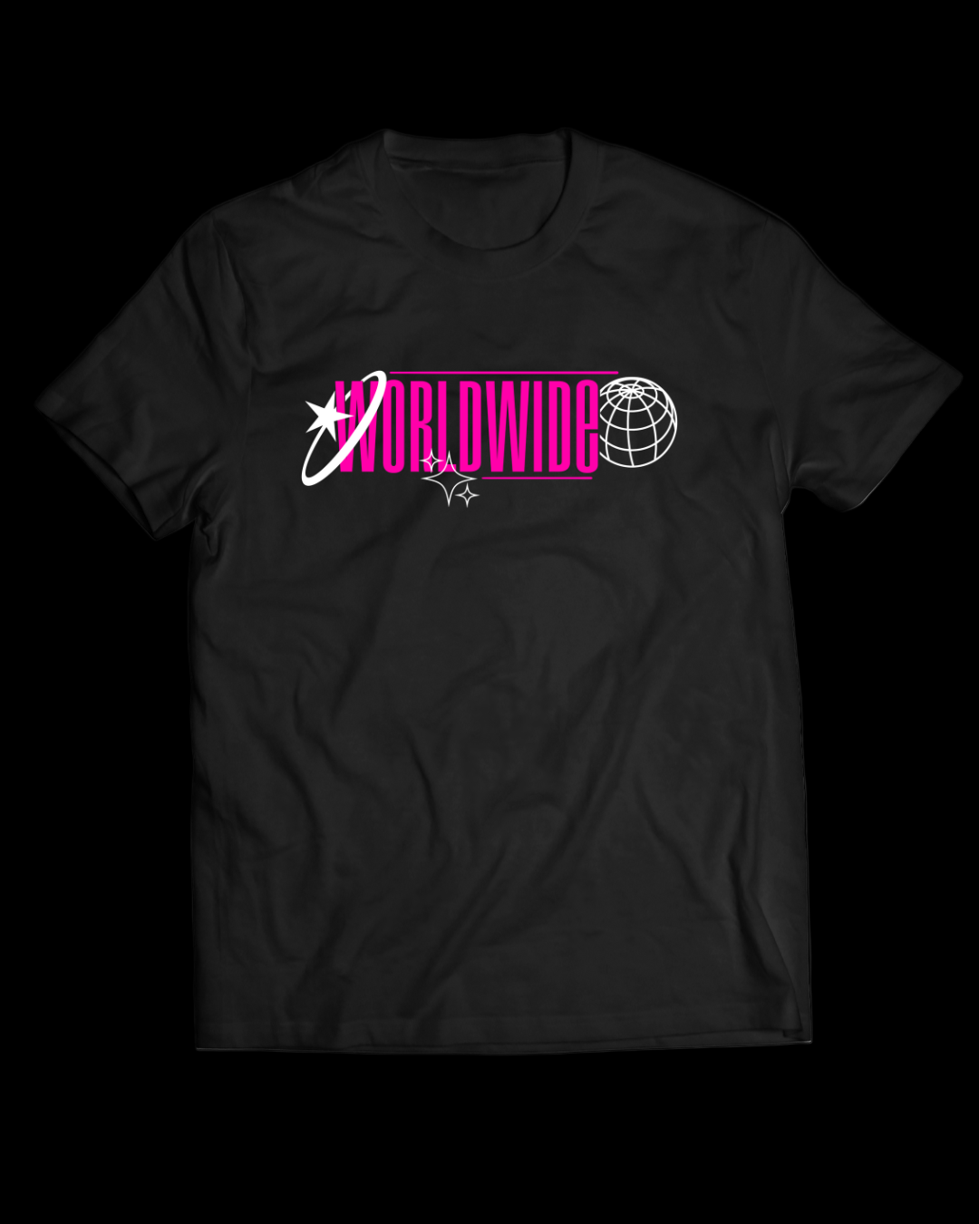 Futuristic worldwide Tshirt, 180 gsm black colour - THE CLOTHING STYLE