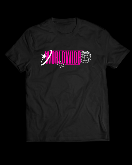 Futuristic worldwide Tshirt, 180 gsm black colour - THE CLOTHING STYLE