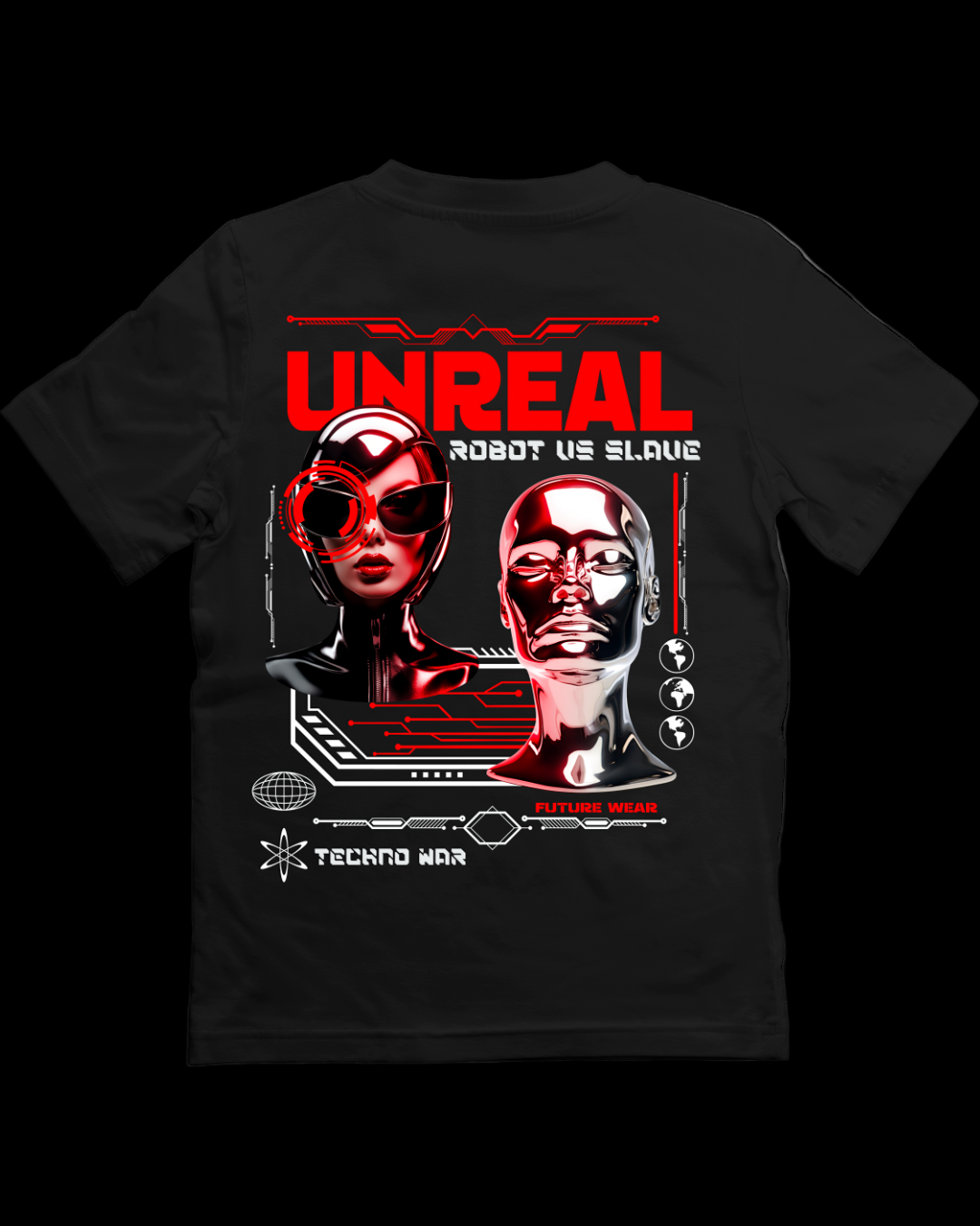 Futuristic Unreal Tshirt, 180 gsm black colour - THE CLOTHING STYLE